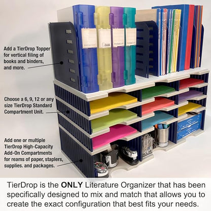 Ultimate Office TierDrop Jumbo 12-Compartment High-Wall Sorter - Sorts Documents, Forms & Mail - Durable Construction Features Expandable, Modular, No-Tool Assembly Design
