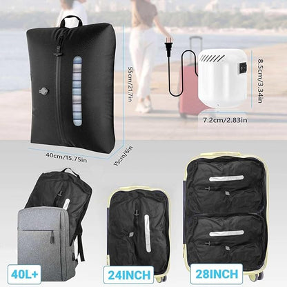 AIDONS Vacuum Bag for Travel with See-Through Window & 5KPa Pump Space Saver Vacuum Seal Bags for Clothing Travel IP67 Reusable Packing Organizers for Luggage, Backpack, Suitcase Black 1PC+ Pump