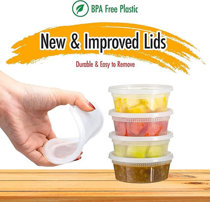 QUIDDITY WARE Deli Containers with Lids Leakproof - 240 Pack BPA-Free Plastic Microwaveable Clear Food Storage Container Premium Heavy-Duty Quality, Freezer & Dishwasher Safe (8oz 240 Sets)