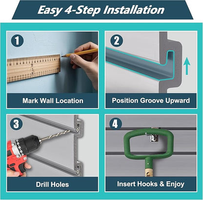 4x2 FT PVC Slatwall Panel Wall Storage Systems, Interlocking Slat Wall Paneling Garage Wall Organizer, Slat Board Wall-Mounted Slat Wall Panels for Garage Storage, Shelves, and Tools, Grey