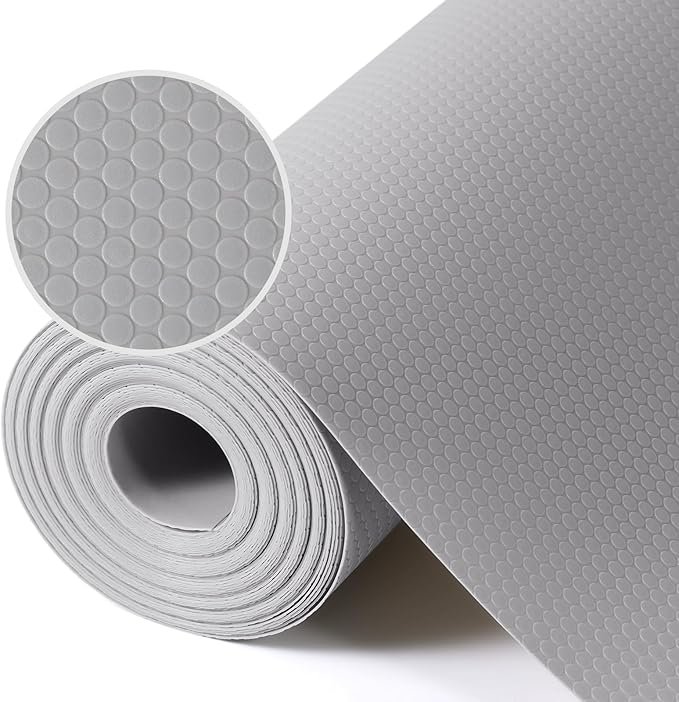 Light Gray Shelf Liners for Kitchen Cabinets Non Adhesive Drawer Liner for Bathroom Waterproof Refrigerator Liners for Shelves Fridge Plastic Mats Cabinet Cupboard Liner 11.8 x 236.2 Inches x 2 Rolls