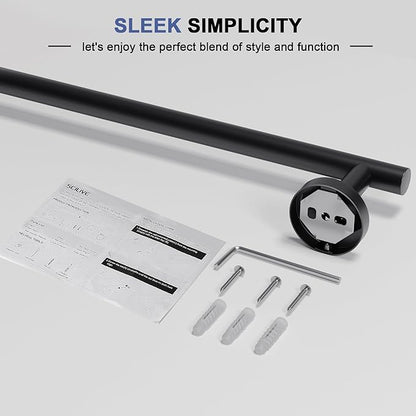 Matte Black Towel Bar, 14 Inch Towel Racks for Bathroom Wall Mounted, SUS304 Stainless Steel Bathroom Towel Holder, Total Length 16.4 Inch Towel Bars