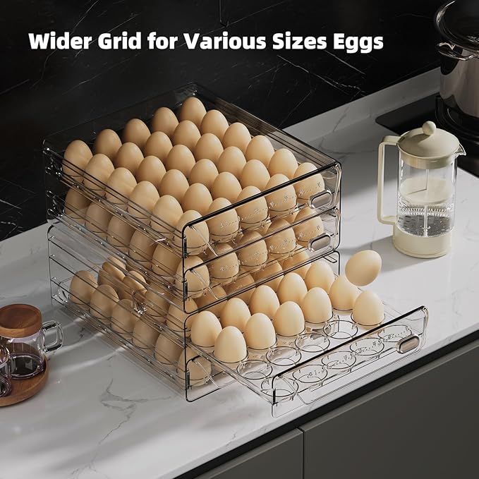 HIYOHIYO Clear 40 Egg Holder for Fridge, High Capacity Egg Storage for Refrigerator, Large Egg Container for Refrigerator, Stackable Eggs Storage Trays for Countertop (2 Layer, 9.8"x 8.5"x 5.5")