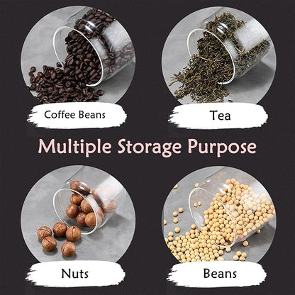 LOEZ Coffee Bean Storage Container Airtight, Lid Sealed with Press-Down Vacuum, Borosilicate Glass Coffee Canister, Food Storage, Coffee Bar for Ground Coffee, Tea, Beans, Spices (Extra Large - Gray)