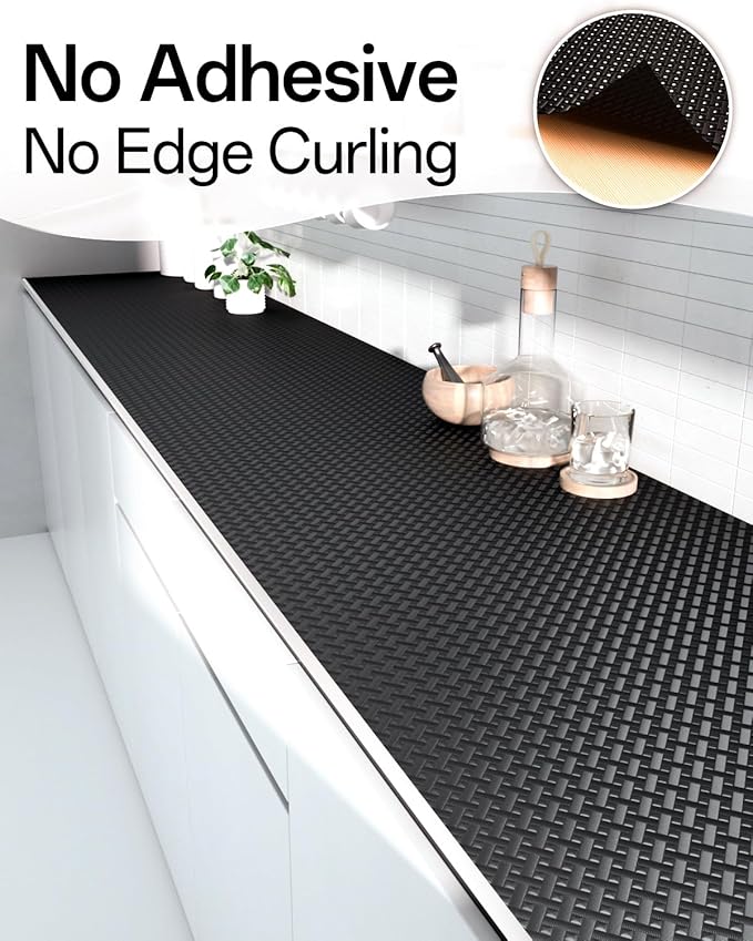 Shelf and Drawer Liner for Kitchen Cabinet, Non-Adhesive 24in x 360in Waterproof Contact Paper Refrigerator Liners Thickened Durable EVA Material Non Slip Mat for Dresser Cupboard Pantry Protector