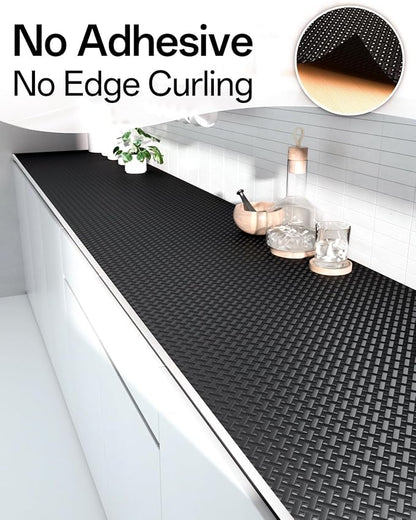 Shelf and Drawer Liner for Kitchen Cabinet, Non-Adhesive 24in x 360in Waterproof Contact Paper Refrigerator Liners Thickened Durable EVA Material Non Slip Mat for Dresser Cupboard Pantry Protector