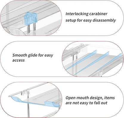 Can Organizer for Pantry, 3 Sets 2Tiers Can Storage Organizer Pantry, Soda Can Organizer for Fridge 24 Cans Rack Automatic Rolling Stackable Canned Food Organizer,Clear