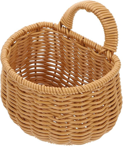 Decorative Woven Garlic Basket Wall-mounted Storage Container for Ginger Onion and Eggs Rustic Kitchen Organizer for Home Decor and Vegetable Storage