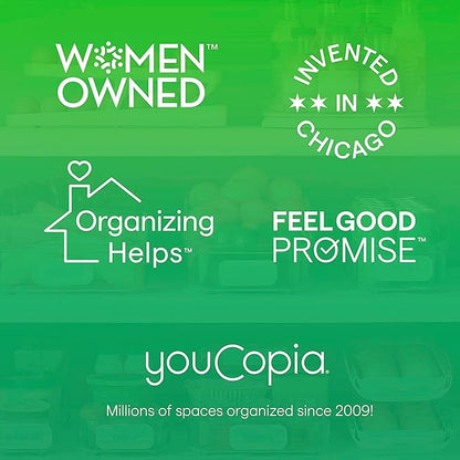 YouCopia FreezeUp Freezer Rack 12" BPA-Free Fridge Organizer with Adjustable Dividers and Handles for Frozen Food Box and Meal Storage, Clear