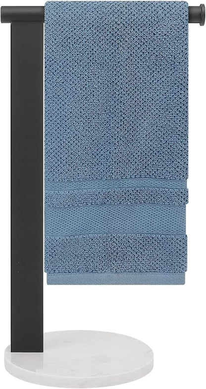 Stainless Steel L-Shaped Hand Towel Holder, SUS304 Bathroom Towel Rack with Thickened Base for Countertop Vanity (Matte Black)