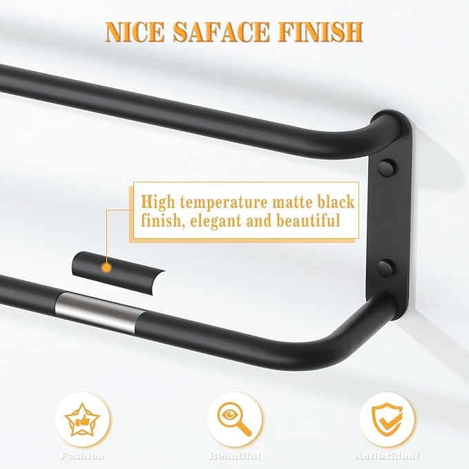 Alise Double Towel Bar,32 Inch Towel Racks for Bathroom, SUS304 Stainless Steel Towel Bar for Bathroom Wall,Quick Drying Bathroom Towel Holder, Long Bath Towel Hanger,Matte Black