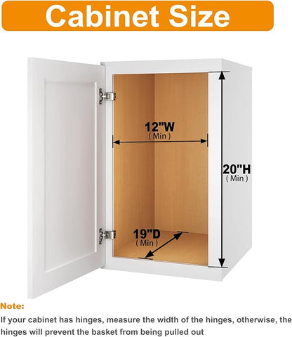 ROOMTEC Pull Out Cabinet Organizer Under Sink Slide Out Storage Shelf with 2 Tier Sliding Wire Drawer, Sliding Storage for Inside Kitchen Cabinet- 11½ in. W x 17¾ in. D (Left)