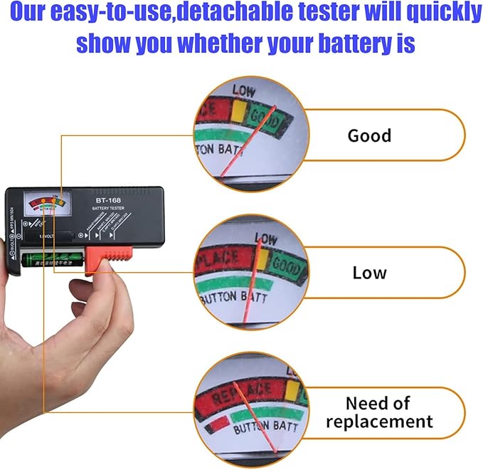 Battery Organizer Storage Case with Tester,Clear Lid Battery Storage Organizer,Holds 93 Batteries Battery Storage Box Battery Carrying Case（Batteries are Not Included）
