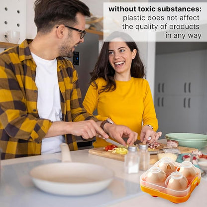 Plastic Egg Container for Refrigerator - Shockproof 4 Grid Fresh Egg Storage Box - Stackable Egg Holder for Fridge or Camping - Reusable Egg Carton - Portable Egg Holders for Fresh Eggs