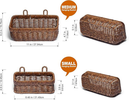 2 Pack Woven Storage Basket,Organizer Trays, Paper Box,Vintage Bin for Bathroom, Kitchen,Vanity Countertop Table Shelf, Open Storage Bins for Living Room, Bedroom, Balcony, Garden (Brown, ‎2 pc (S+M))