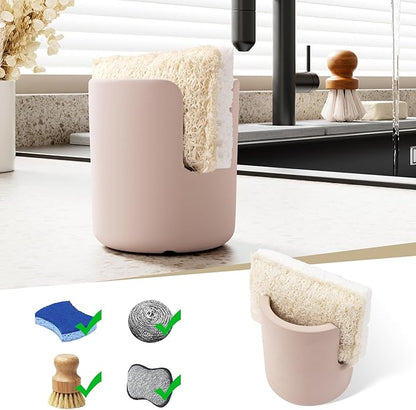 Slow Slog Stone Sponge Holder for Countertop Organizer, Quick Dry Diatomite Sponge Holder, Diatomaceous Earth Sponge Caddy, Absorbent Face Sponge Stand, Large Brown