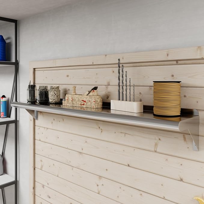 AmGood 48" Long X 8" Deep Stainless Steel Wall Shelf | NSF Certified | Appliance & Equipment Metal Shelving | Kitchen, Restaurant, Garage, Laundry, Utility Room