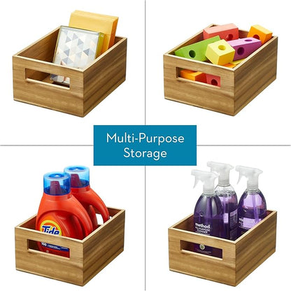 Acacia Wood Pantry Storage Bin with Handles 10"L x 8"W x 5.16"H Natural