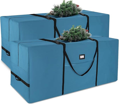 Hearth & Harbor 9 ft Christmas Tree Storage Bag - Artificial Christmas Tree Bag with Reinforced Handles, Dual Zipper, Wide Opening - Large Storage Container for Trees and Decorations, 2 Piece set