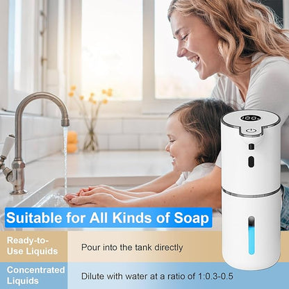 OHIFAST Automatic Liquid Soap Dispenser Touchless, USB Rechargeable Smart Hand Soap Dispenser, 6-Level Adjustable, 12.8oz/380mL Wall Mounted for Bathroom Kitchen Dish Soap-White