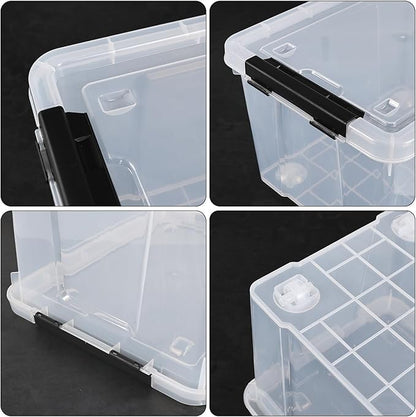 Buyitt 4 Packs 22 Qt. Plastic Storage Bins with Lids, Stackable Storage Containers Box with Latches, Clear