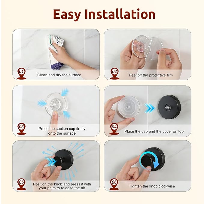 4 Packs Suction Cup Hooks for Shower, Heavy-Duty Wreath Hangers for Front Door, No Drill Glass Door Shower Suction Hooks No Damage for Walls Bathroom Kitchen Window Mirror Tile Towel Coat Robe Loofah