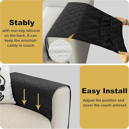 Gloserin Remote Control Holder for Recliner,Armchair Caddy,Non Slip Sofa Armrest Storage Organizer for Recliner Couch with 6 Pockets for TV Remote,Cell Phone,Magazine (Black)