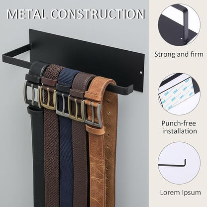 Lolytama 2pack Belt Hanger for Closet,Self Adhesive Belt Holder Organizer,Stainless Steel Belt Hanger Wall Mount,Tie Hanger for Closet for Belt, Scarves,Ties, Hats,Camisoles,Bras