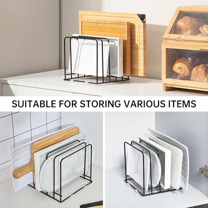 QSYZanZan Cutting Board Organizer (2 Pc), Kitchen Cabinet Organizer, Baking Sheet Holder with 5 Divided Slots, for Countertop or Cabinet Storage, Space Saving