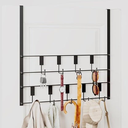 PAPAGIFTREE Over The Door Hooks for Hanging, 9 Hooks Over Door Hanger, Coat Rack and Towel Rack for Hanging, Door Towel Hanger and Hooks for Bathroom Organizer