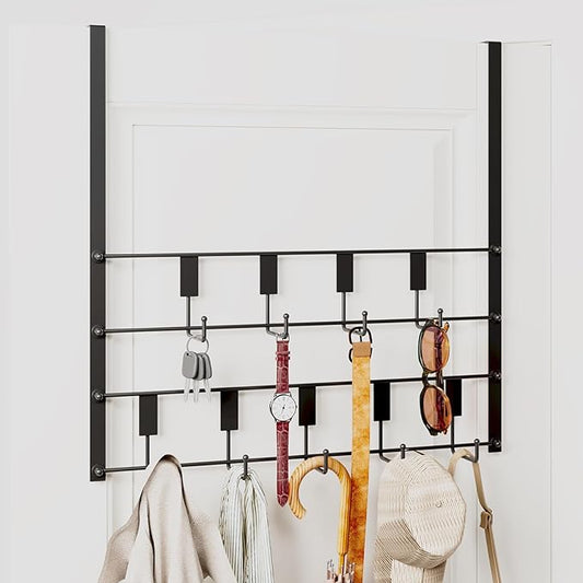 PAPAGIFTREE Over The Door Hooks for Hanging, 9 Hooks Over Door Hanger, Coat Rack and Towel Rack for Hanging, Door Towel Hanger and Hooks for Bathroom Organizer