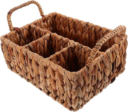 Unomor Kitchen Storage Basket Woven Cutlery Organizer Natural Style Basket Household Woven Container Pantry Organizer
