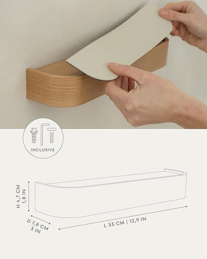 Kazai. Key Holder 'Toke' | Minimalist Key Hook Design from Berlin | Modern Key Holder Wall Mount with Wooden Shelf | Key Rack for Wall as Entryway Organizer | Oak