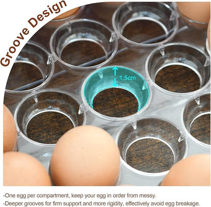 Egg Holder for Refrigerator,60 Eggs Clear Drawer Organizer,2 Layer Stackable Egg Holder Egg Trays,Egg Storage Container with Time Scale for Fridge Countertop Cabinet