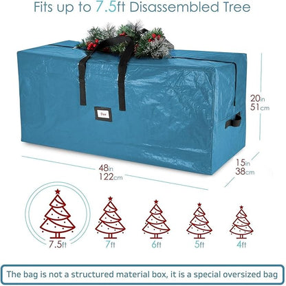 Hearth & Harbor 7.5 ft Christmas Tree Storage Bag - Artificial Christmas Tree Bag with Reinforced Handles, Dual Zipper, Wide Opening - Large Storage Container for Trees and Decorations