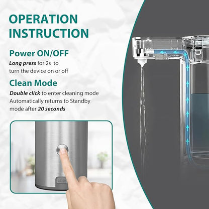 Mamiddle Automatic Soap Dispenser Stainless Steel with Sensor Infrared Soap Dispenser Electric IPX5 Waterproof USB-C Charging Motion Sensor for Kitchen & Bathroom (Silver)