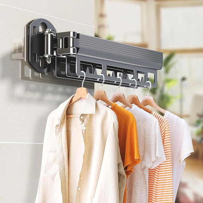 Clothes Drying Rack Wall Mounted,Expandable Drying Rack Clothing(Tri-Fold),Laundry Space Saver Wall Mounted,Portable,Space-Saving Drying Rack,for Balcony,Laundry,Bathroom, 220 lb Capacity
