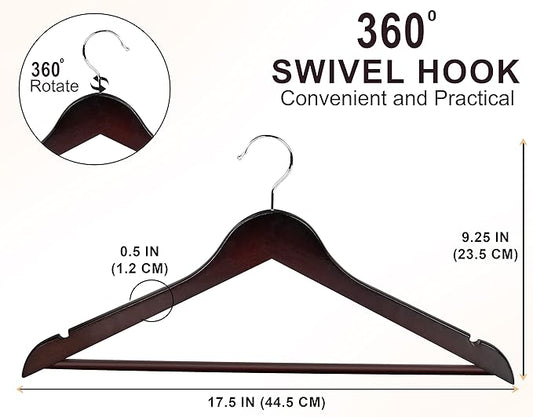 Utopia Home Premium Wooden Hangers 20 Pack - Durable & Slim Coat Hanger - Suit Hanger with 360-Degree Rotatable Hook - Wood Hangers with Shoulder Grooves (Brown Color)