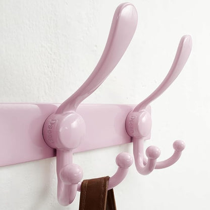 Dseap Coat Rack Wall Mount 2.0 Pro: Heavy Duty 300% Thicker, 16" Stud Mount, Stainless Steel Wall Coat Hooks Hanger for Clothes Jackets Hats Entryway Closet, MaxStrong Series, Pink, Pack of 2