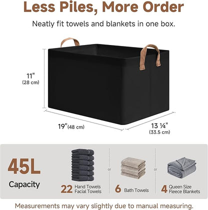 StorageWorks Storage Bins, Fabric Storage Bins for Shelves, Extra Large Storage Baskets with Metal Frame, Closet Baskets and Bins with Handles, Jumbo, Black, 2-Pack