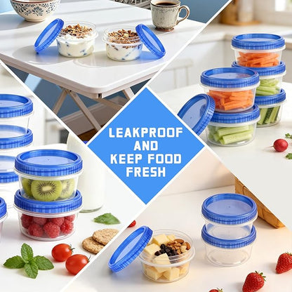 ISUSSER 6 Pack Freezer Containers with Screw On Lids, 8 Oz Stackable Reusable Plastic Storage Container, Airtight Plastic Food Storage Containers with Twist Top Lids for Food Soup Jello Sauce