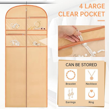 72" Garment Bag for Travel for Hanging Clothes Storage Hanging Suit Cover with Zipper and Accessory Storage for Coats, Dresses, Suits
