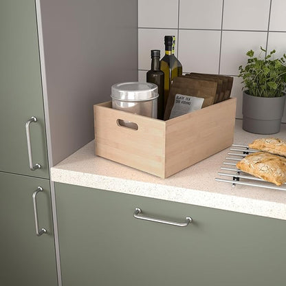 Bamboo Storage Box – Organizer Bin for Kitchen Utensils, Spice Jars, Bathroom Accessories, or Drawer Organization, Durable Natural Bamboo with Stackable Design (12 ½x9 ½x6) (Light bamboo)