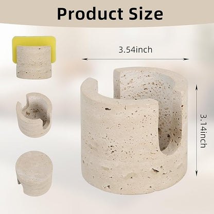 Xanavydran Marble Travertine Sponge Holder for Kitchen Counter,Beige Natural Stone Dish Drying Rack for Countertop,Marble Kitchen Accessories