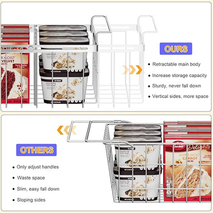 Freezer Organizer Bins for Chest Freezer, Capacity Expandable Deep Freezer Baskets Hanging Chest Freezer Organizer with Divider Sheets, Length Extendable Between 15.5" ~ 24.5"