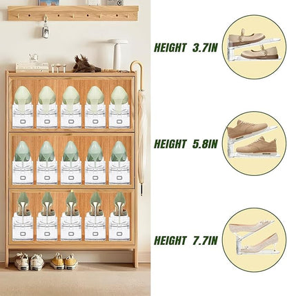 Shoe Slots Organizer,24 Pack Transparent Shoe Stacker Adjustable Shoe Slot Organizer Space Saver Shoe Rack Holder Shoes Storage Organizers for Closet,Transparent