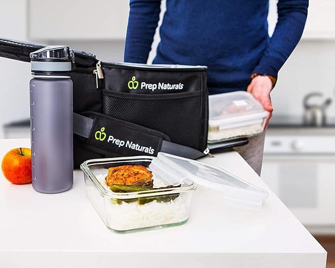 PrepNaturals 5 Pack 30 Oz Glass Meal Prep Containers - Dishwasher Microwave Freezer Oven Safe - Glass Storage Containers with Lids (Multi-Compartment)