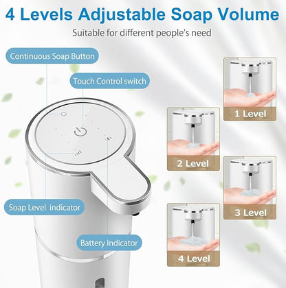 Gotofine Automatic Liquid Soap Dispenser,4-Level Adjustable, Wall Mount,USB Rechargeable,12.8oz/ 380ml,Touchless Hand & Dish Soap Dispenser for Bathroom, Kitchen,Hotel, Restaurant