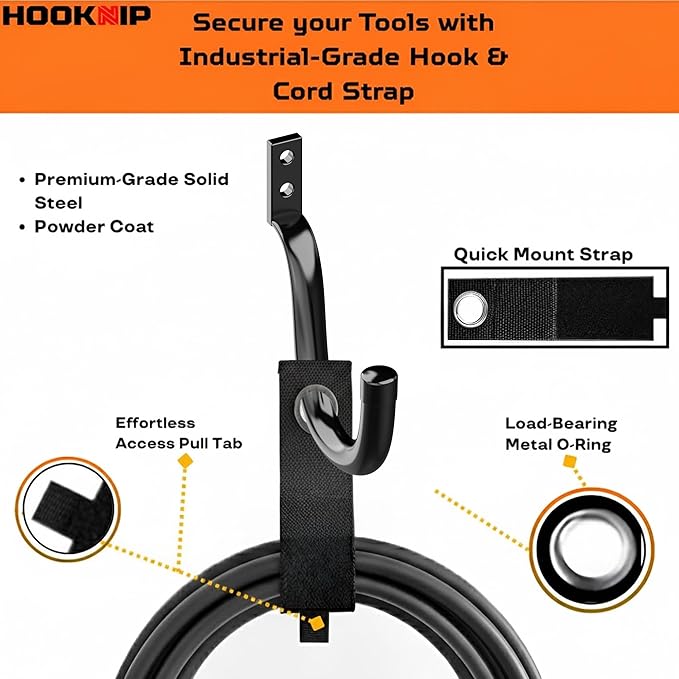 Pack 20 Garage Hooks Heavy Duty | Multi-Sized Wall Mount Tool Hangers with Anti-Rust PVC Coating | Heavy Duty Wall Hooks for Bikes, Ladders, Garden Tools, and More
