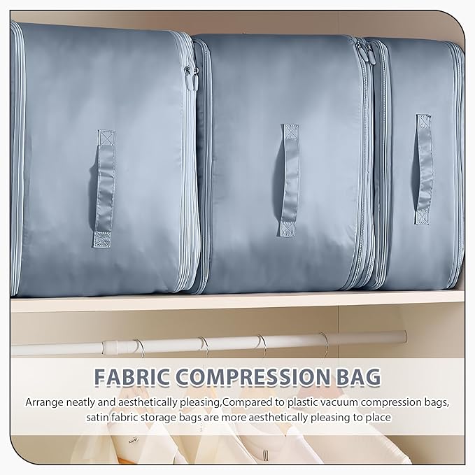 Ultra Space Saving Self Compression Organizer,Storage Bags,Heavy Duty Moving Bags,Storage Tote for Space Saving, Self Compression Moving Organizer Bags for Comforters,Clothes (Blue, XL (54*42*60CM)
